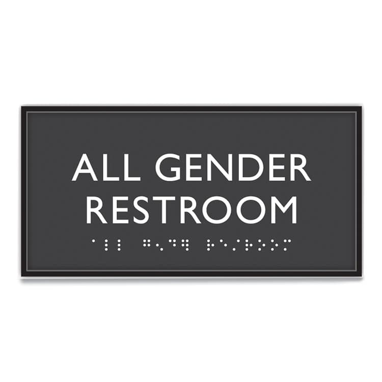 U. S. STAMP & SIGN ADA Sign, All Gender Restroom, Plastic, 4 x 4, Clear/White (USS69920)