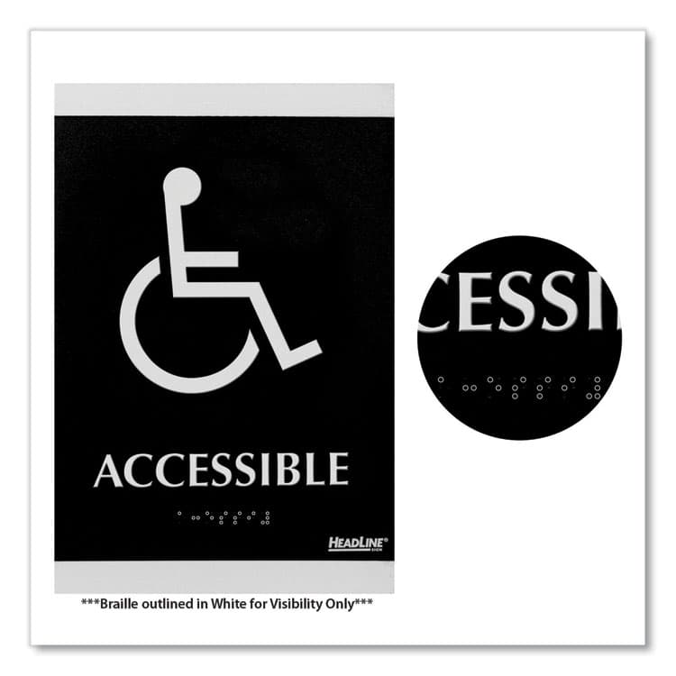 U. S. STAMP & SIGN Century Series Office Sign, Accessible, 6 x 9, Black/Silver (USS4764) thumbnail 3