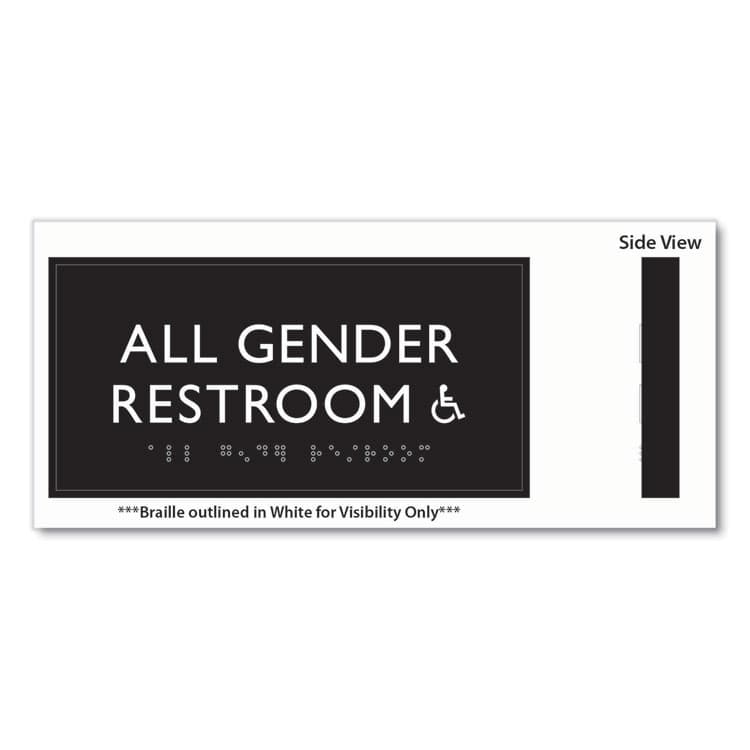 U. S. STAMP & SIGN ADA Sign, All Gender Restroom Accessible, Plastic, 4 x 4, Clear/White (USS69921) thumbnail 3