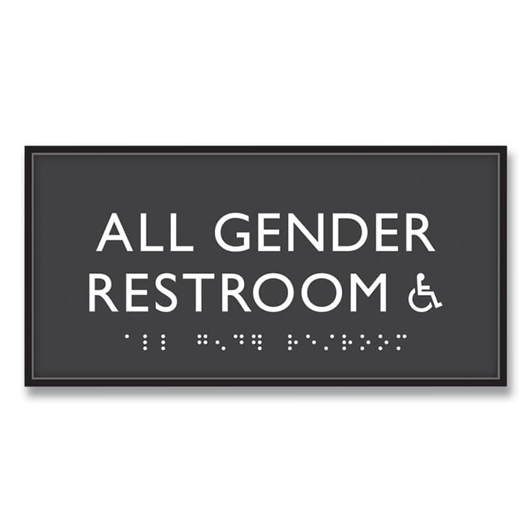 U. S. STAMP & SIGN ADA Sign, All Gender Restroom Accessible, Plastic, 4 x 4, Clear/White (USS69921)
