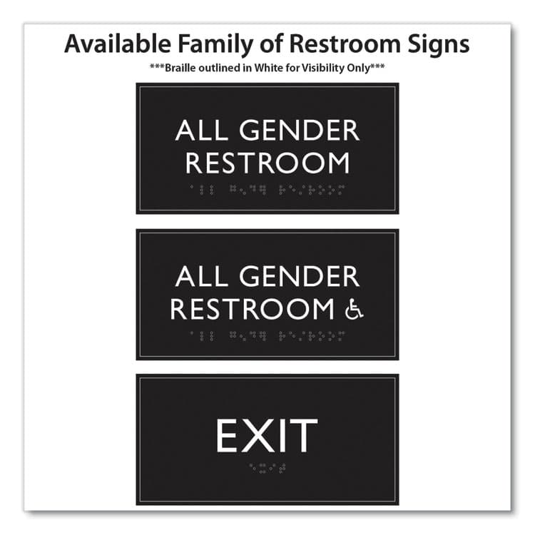 U. S. STAMP & SIGN ADA Sign, All Gender Restroom, Plastic, 4 x 4, Clear/White (USS69920) thumbnail 3