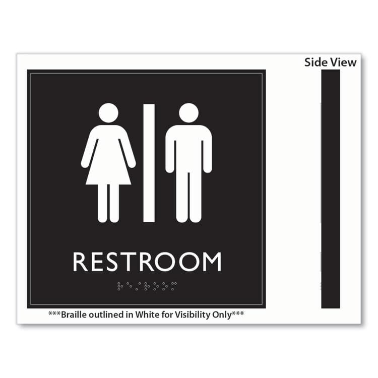 U. S. STAMP & SIGN ADA Sign, Unisex Restroom, Plastic, 8 x 8, Clear/White (USS66910) thumbnail 4