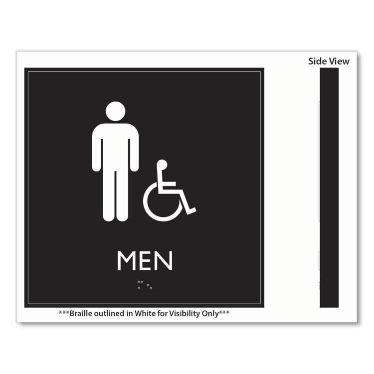 U. S. STAMP & SIGN ADA Sign, Men Accessible, Plastic, 8 x 8, Clear/White (USS66915) thumbnail 3