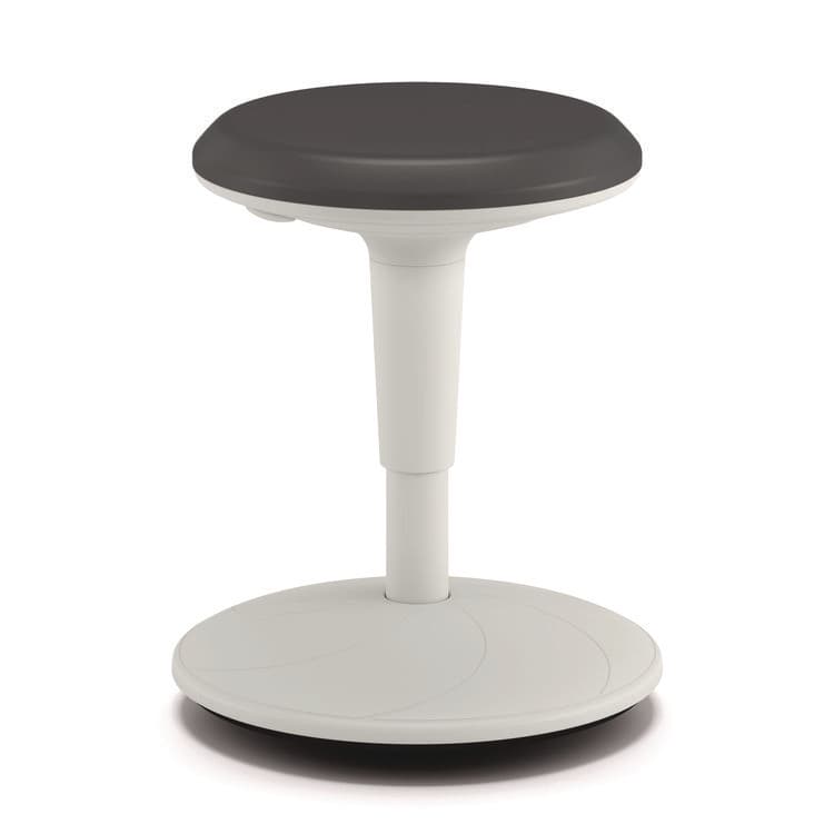 HON COMPANY Revel Adjustable Height Fidget Stool, Backless, Supports Up to 250 lb, 13.75" to 18.5" Seat Height, Charcoal Seat, White Base (HONEFS01S)