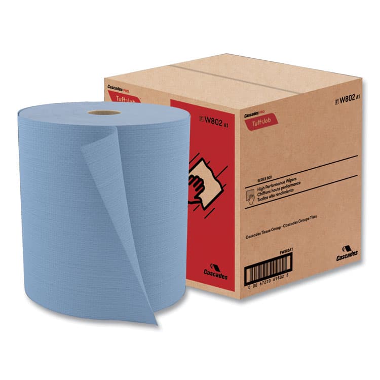 CASCADES TISSUE GROUP Tuff-Job Spunlace Towels, Jumbo Roll, 12 x 13, Blue, 475/Roll (CSDW802) thumbnail 3