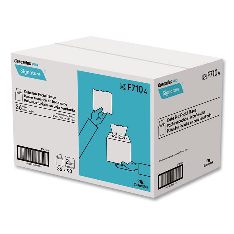 CASCADES TISSUE GROUP Signature Facial Tissue, Cube Box, 2-Ply, White, 90 Sheets/Box, 36 Boxes/Carton (CSDF710) thumbnail 3