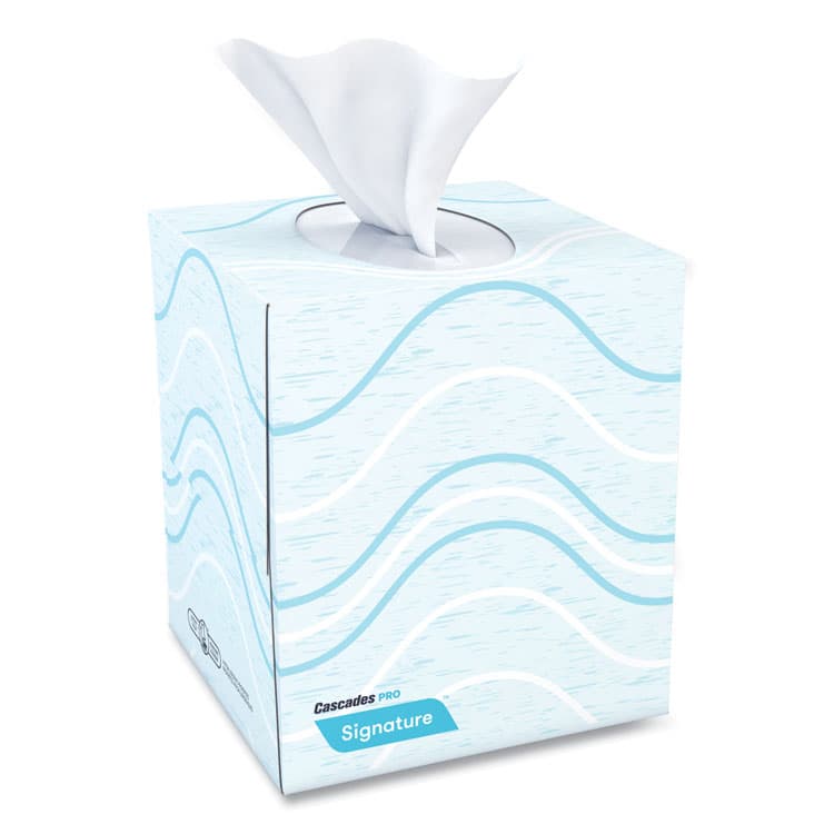 CASCADES TISSUE GROUP Signature Facial Tissue, Cube Box, 2-Ply, White, 90 Sheets/Box, 36 Boxes/Carton (CSDF710) thumbnail 2