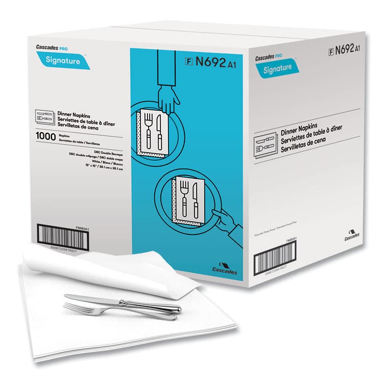 CASCADES TISSUE GROUP Select Dinner Napkins, 1-Ply, 15 x 15, White, 1,000/Carton (CSDN692)