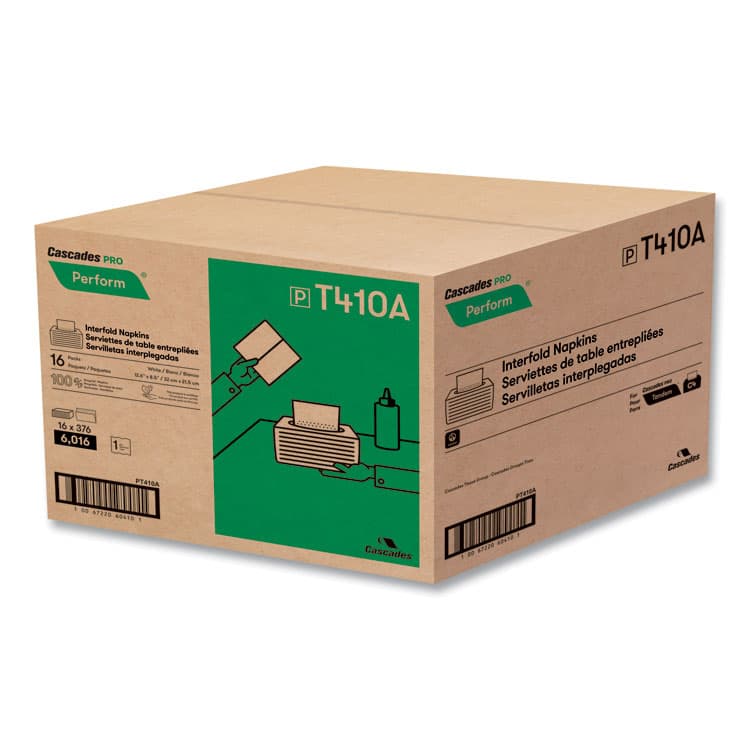 CASCADES TISSUE GROUP Perform Interfold Napkins, 1-Ply, 12.63 x 8.5, White, 376/Pack, 16 Packs/Carton (CSDT410) thumbnail 2