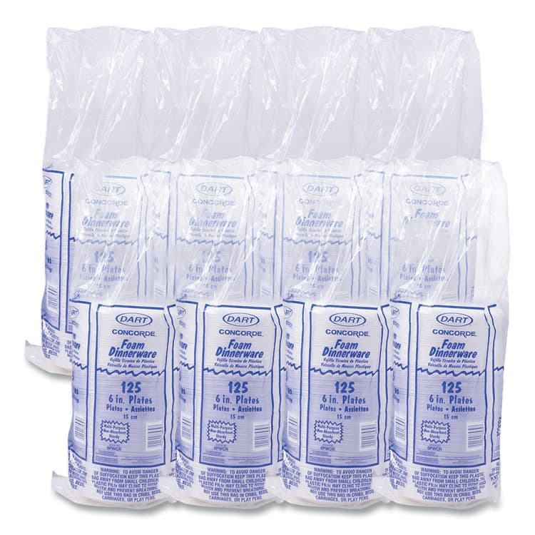 DART Concorde Foam Plate, 6" dia, White, 1,000/Carton (DCC6PWCR) thumbnail 3