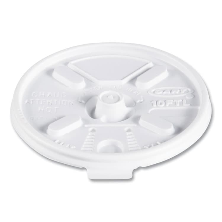 DART Lift n' Lock Plastic Hot Cup Lids, Fits 10 oz Hot Cups, White, 1,000/Carton (DCC10FTL)