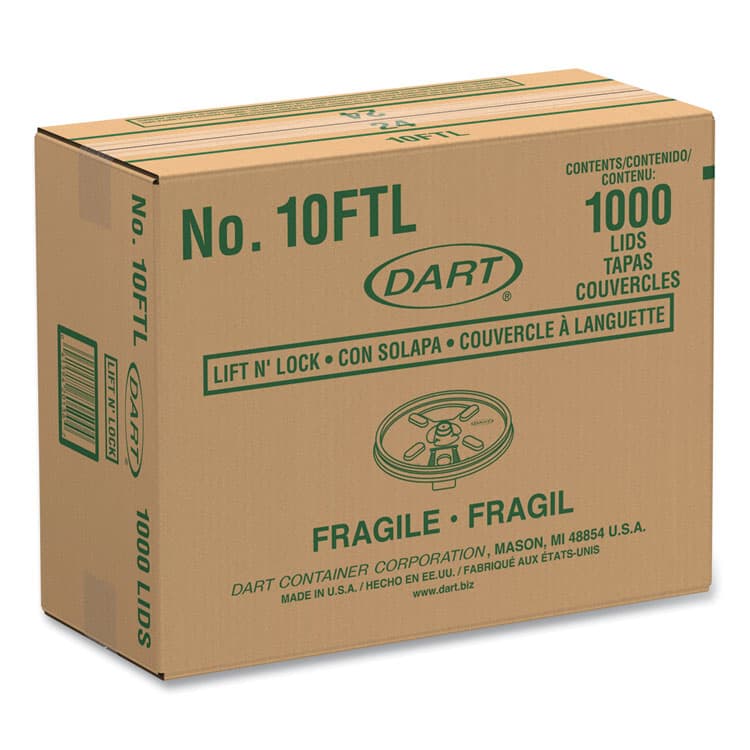 DART Lift n' Lock Plastic Hot Cup Lids, Fits 10 oz Hot Cups, White, 1,000/Carton (DCC10FTL) thumbnail 2