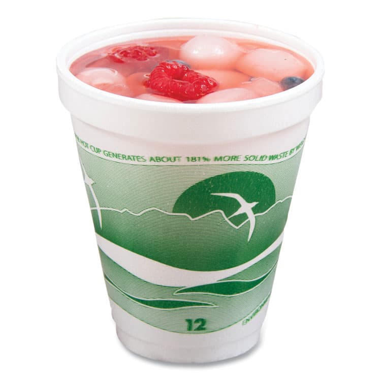 DART Horizon Hot/Cold Foam Drinking Cups, 12 oz, White/Green, 25/Bag, 40 Bags/Carton (DCC12J16H) thumbnail 4