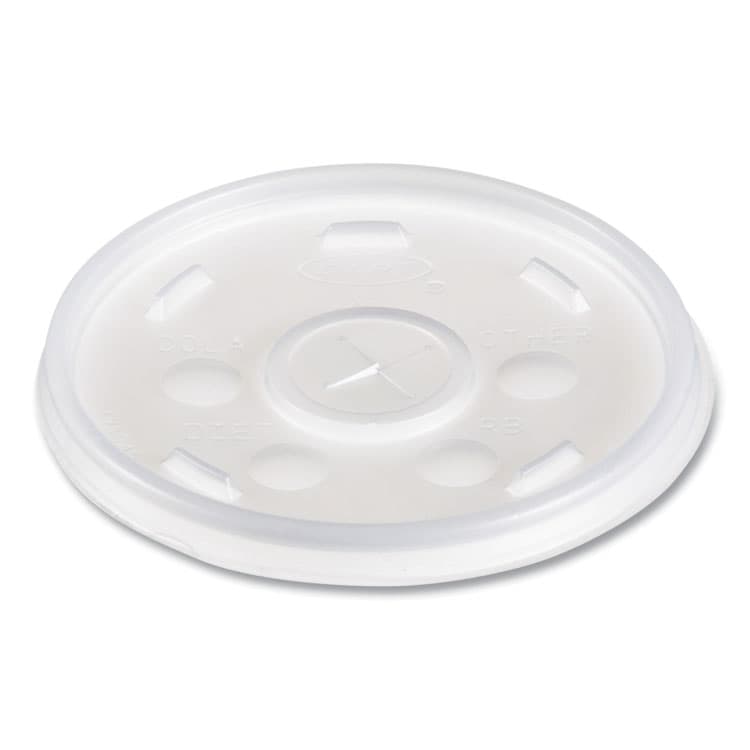 DART Plastic Lids for Foam Cups/Bowls/Containers, Flat with Straw Slot, Fits 6 oz to 14 oz, Translucent, 100/Pack, 10 Packs/Carton (DCC12SL)