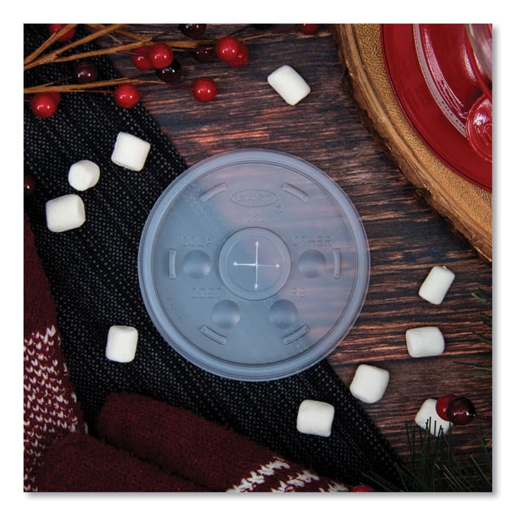DART Plastic Lids for Foam Cups/Bowls/Containers, Flat with Straw Slot, Fits 6 oz to 14 oz, Translucent, 100/Pack, 10 Packs/Carton (DCC12SL) thumbnail 4