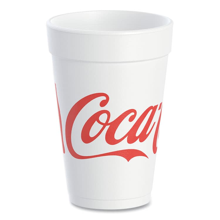 DART Coca-Cola Foam Cups, 16 oz, White/Red, 25/Bag, 40 Bags/Carton (DCC16J16C)