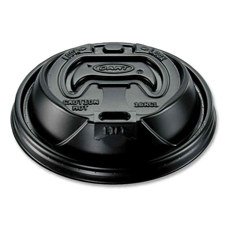 DART Optima Reclosable Lid, Fits 12 oz to 24 oz Hot Cups, Plastic, Black, 100/Pack, 10 Packs/Carton (DCC16RCLBLK)
