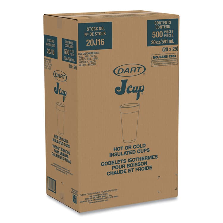 DART Foam Drink Cups, 20 oz, White, 500/Carton (DCC20J16) thumbnail 2