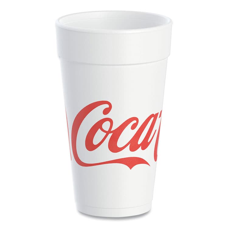 DART Coca-Cola Foam Cups, 20 oz, White/Red, 25/Bag, 20 Bags/Carton (DCC20J16C)