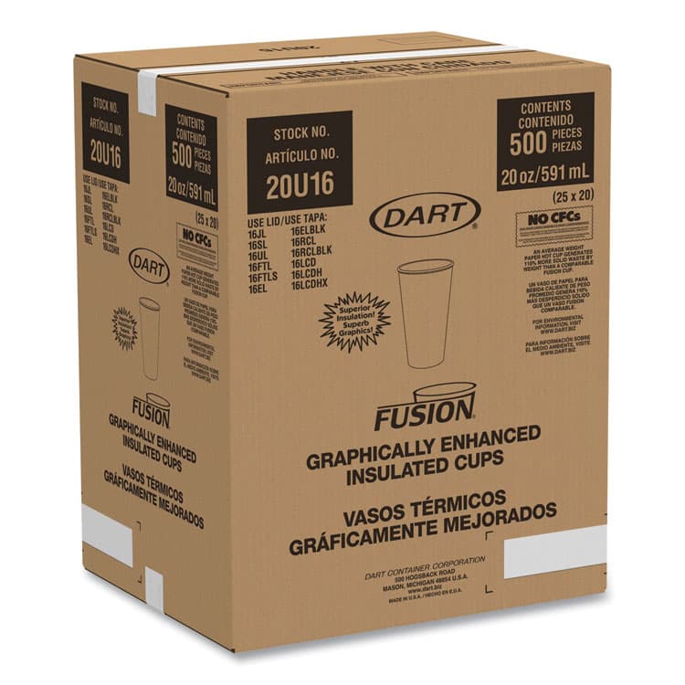 DART Fusion Escape Foam Hot/Cold Cups, 20 oz, Brown/Black, 500/Carton (DCC20U16ESC) thumbnail 2