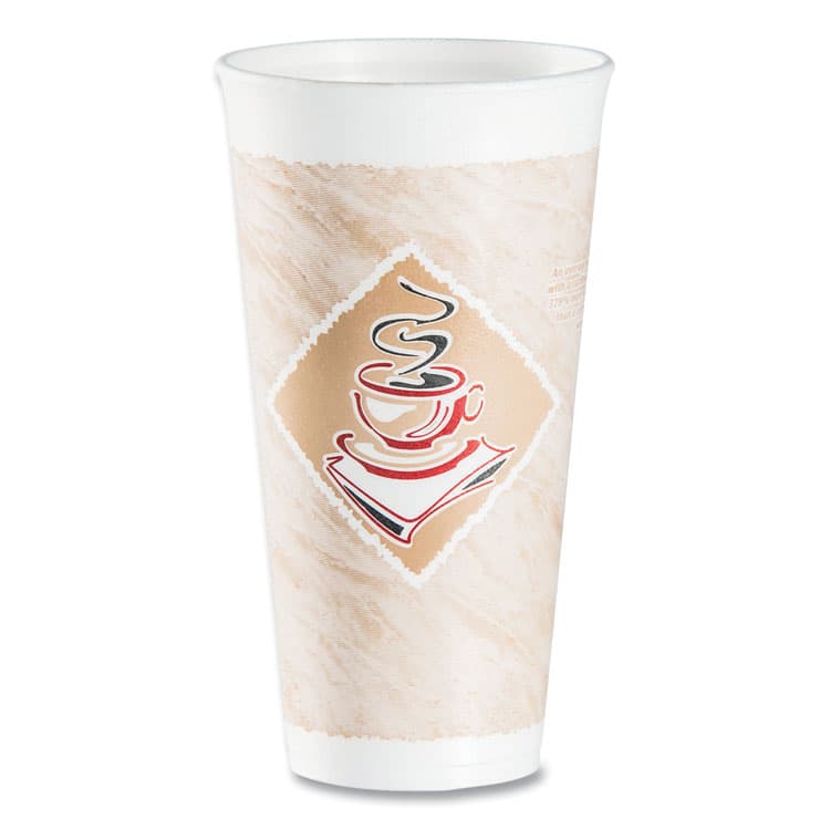 DART Cafe G Foam Hot/Cold Cups, 20 oz, Brown/Red/White, 20/Pack (DCC20X16GPK)