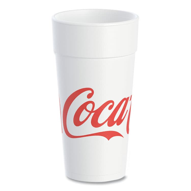 DART Coca-Cola Foam Cups, 24 oz, White/Red, 20/Bag, 25 Bags/Carton (DCC24J16C)