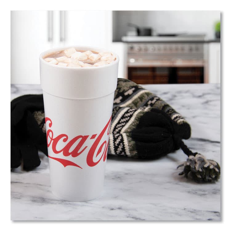 DART Coca-Cola Foam Cups, 24 oz, White/Red, 20/Bag, 25 Bags/Carton (DCC24J16C) thumbnail 4