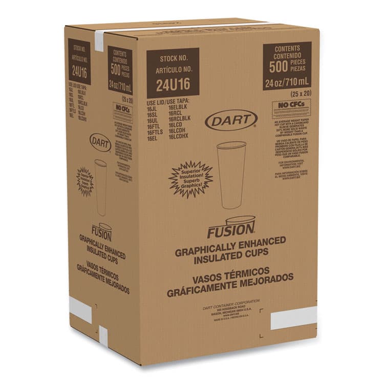 DART Fusion Escape Foam Hot/Cold Cups, 24 oz, Brown/Black, 500/Carton (DCC24U16ESC) thumbnail 2
