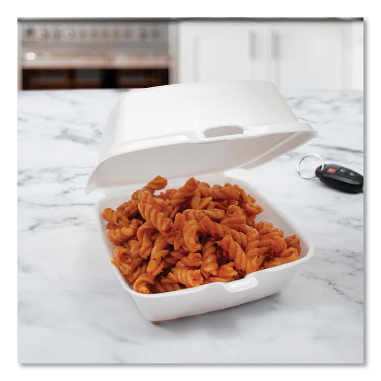 DART Foam Hinged Lid Containers, 6 x 5.78 x 3, White, 500/Carton (DCC60HT1) thumbnail 4