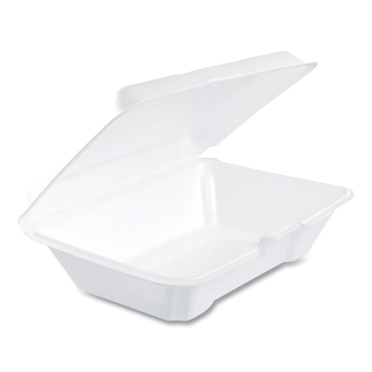 DART Foam Hinged Lid Containers, 6.4 x 9.3 x 2.9, White, 100/Pack, 2 Packs/Carton (DCC205HT1)