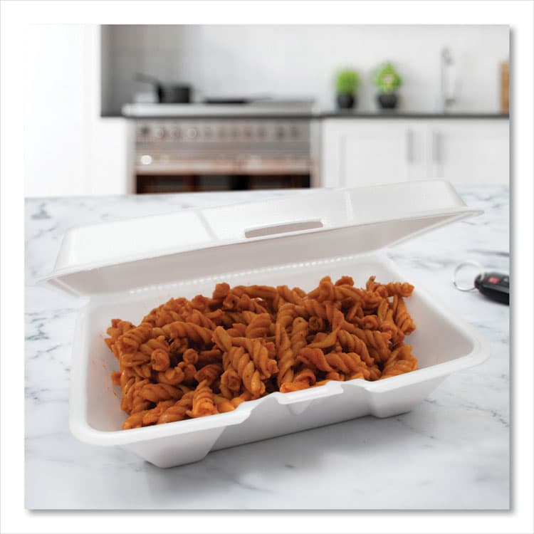 DART Foam Hinged Lid Containers, 6.4 x 9.3 x 2.6, White, 200/Carton (DCC206HT1R) thumbnail 4