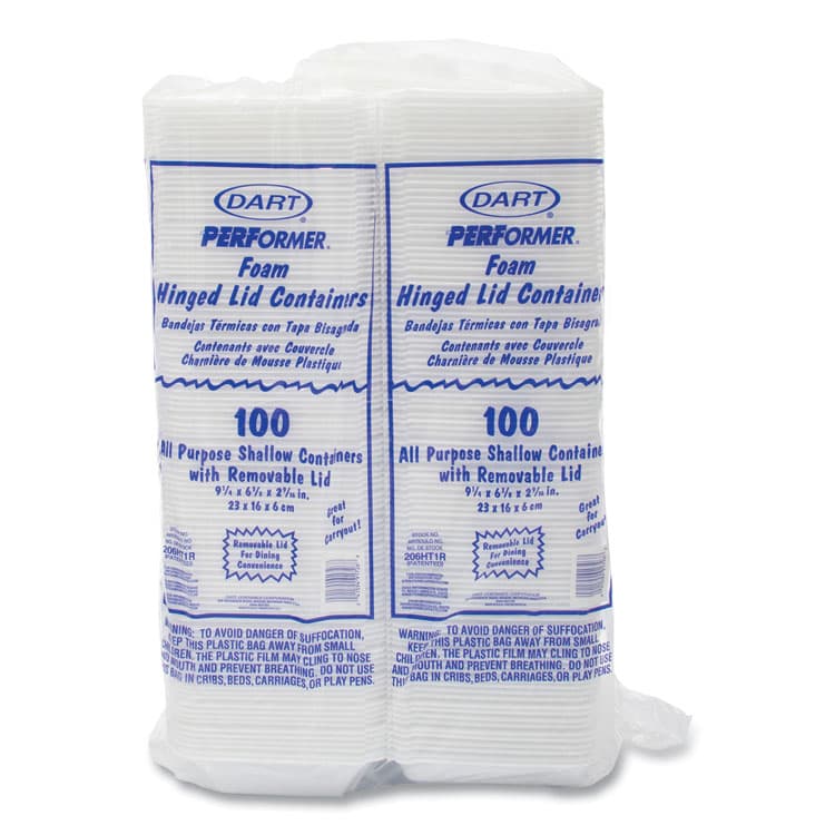 DART Foam Hinged Lid Containers, 6.4 x 9.3 x 2.6, White, 200/Carton (DCC206HT1R) thumbnail 3