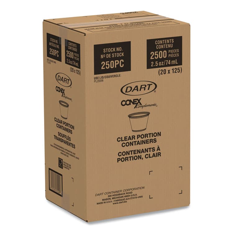 DART Conex Complements Portion/Medicine Cups, 2.5 oz, Plastic, Clear, 125/Bag, 20 Bags/Carton (DCC250PC) thumbnail 2