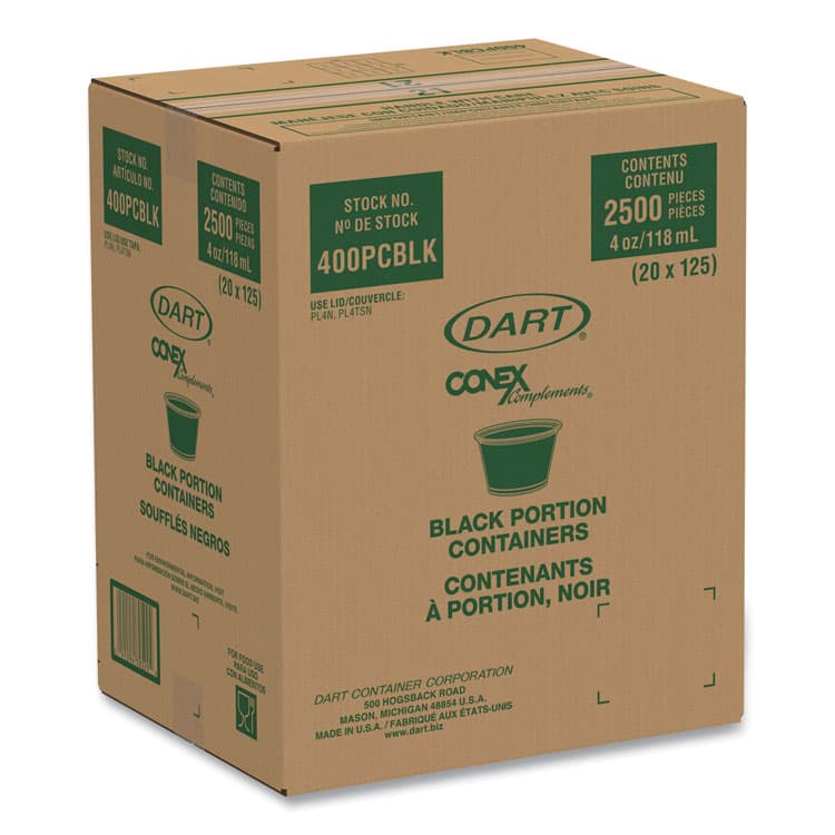 DART Conex Complements Portion/Medicine Cups, 4 oz, Plastic, Black, 125/Bag, 20 Bags/Carton (DCC400PCBLK) thumbnail 2