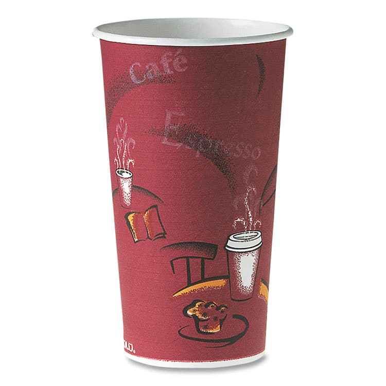 DART Single-Sided Poly Paper Hot Cups, 20 oz, Bistro Design, 600/Carton (SCC420SI)