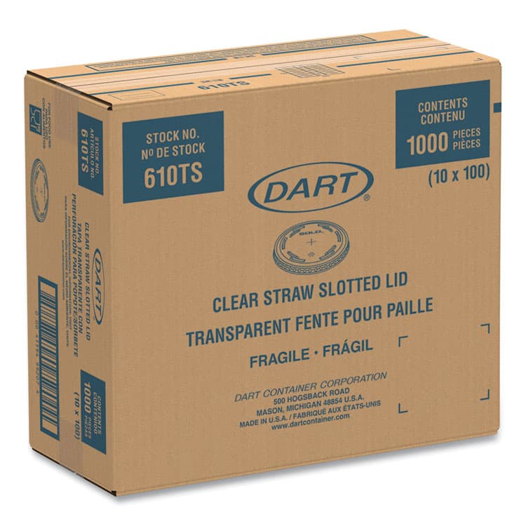 DART Plastic Cold Cup Lids, Fits 9 oz to 10 oz Cold Cups, Clear, 1,000/Carton (DCC610TS) thumbnail 2