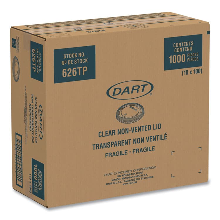 DART PETE Plastic Flat Cold Cup Lids, Fits 12 oz to 24 oz Cold Cups, Clear, 1,000/Carton (DCC626TP) thumbnail 2