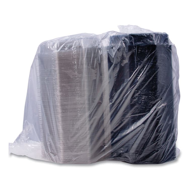 DART OctaView Hinged-Lid Cold Food Containers, 42 oz, 9.57" x 9.2" x 3.2", Black/Clear, Plastic, 100/Carton (SCC864056AP94) thumbnail 2