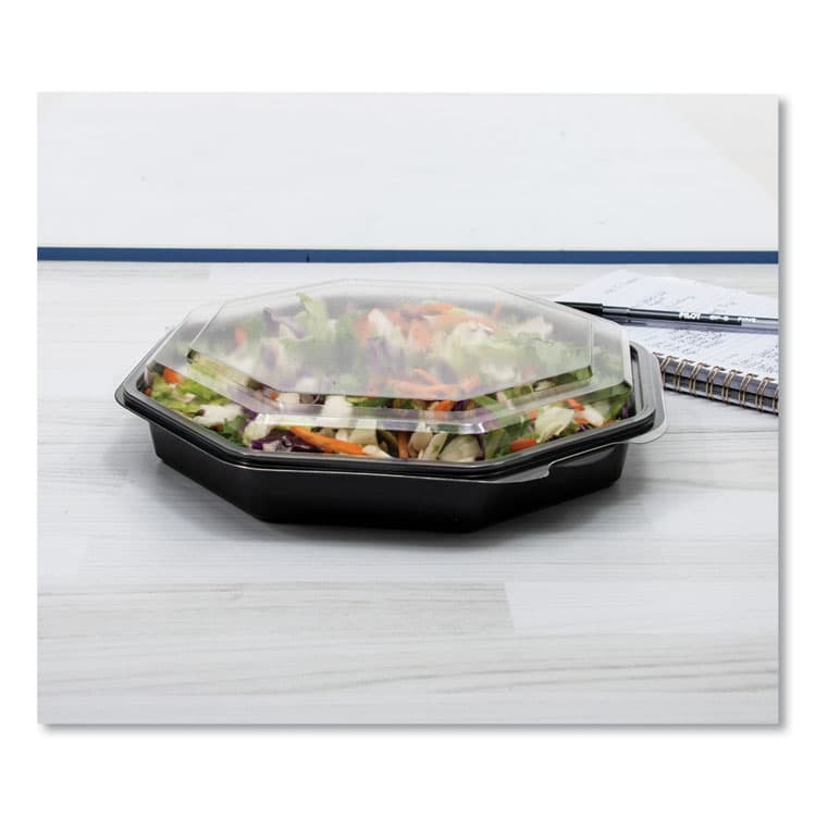 DART OctaView Hinged-Lid Cold Food Containers, 9.2 x 9.6 x 2, Black/Clear, Plastic, 100/Carton (SCC864057AP94) thumbnail 4