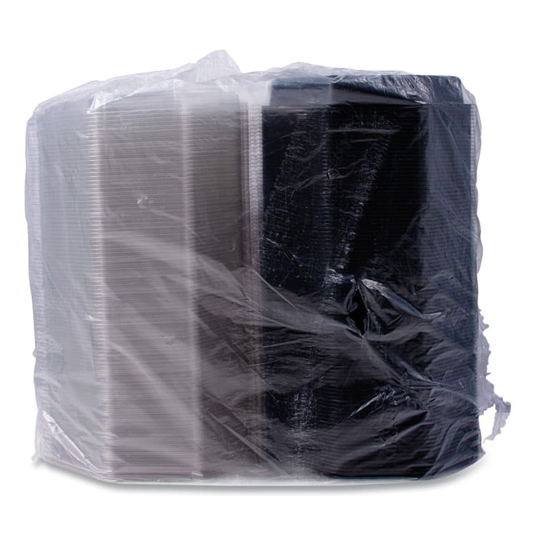 DART OctaView Hinged-Lid Cold Food Containers, 9.2 x 9.6 x 2, Black/Clear, Plastic, 100/Carton (SCC864057AP94) thumbnail 3