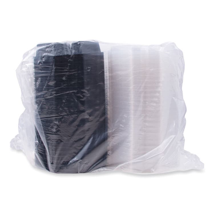 DART OctaView Hinged-Lid Cold Food Containers, 3 Compartments, 36 oz, 9.57 x 9.2 x 2.4, Black/Clear, Plastic, 100/Carton (SCC864628PS94) thumbnail 3