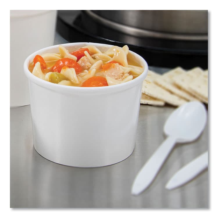 DART Flexstyle Double Poly Paper Containers, 12 oz, 3.6" Diameter, White, Paper, 25/Bag, 20 Bags/Carton (SCCHS4125WH) thumbnail 4