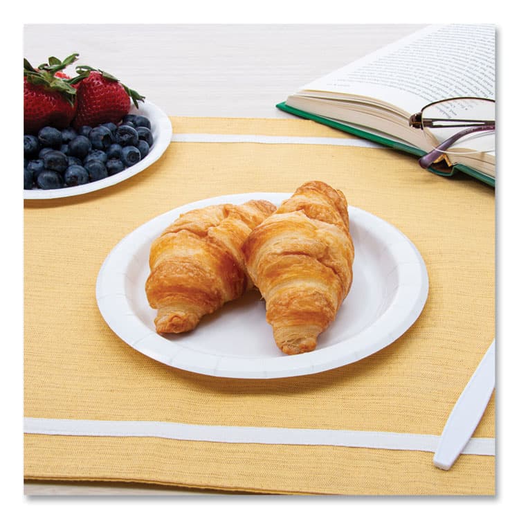 DART Bare Eco-Forward Clay-Coated Paper Plate, ProPlanet Seal, Mediumweight, 6" dia, White/Brown/Green, 1,000/Carton (SCCMP6B) thumbnail 4