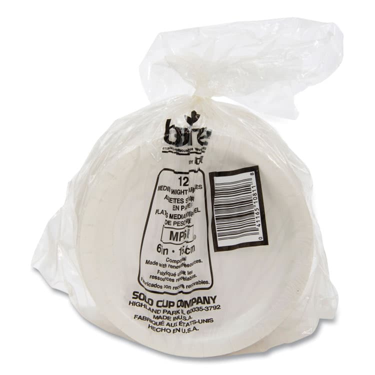 DART Bare Eco-Forward Clay-Coated Paper Plate, ProPlanet Seal, Mediumweight, 6" dia, White/Brown/Green, 1,000/Carton (SCCMP6B) thumbnail 3