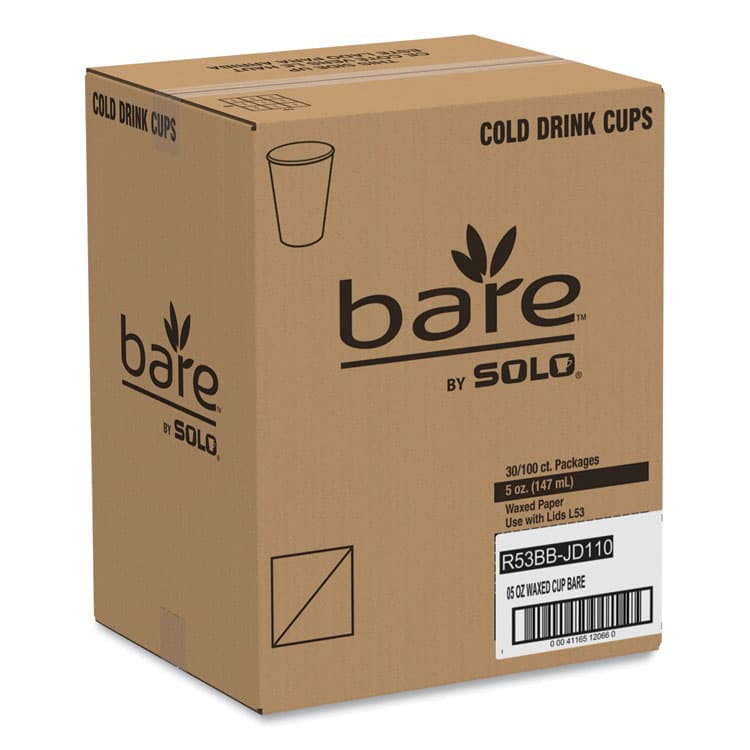 DART Bare Eco-Forward Paper Cold Cups, ProPlanet Seal, 5 oz, Green/White, 100/Sleeve, 30 Sleeves/Carton (SCCR53BBJD110CT) thumbnail 3