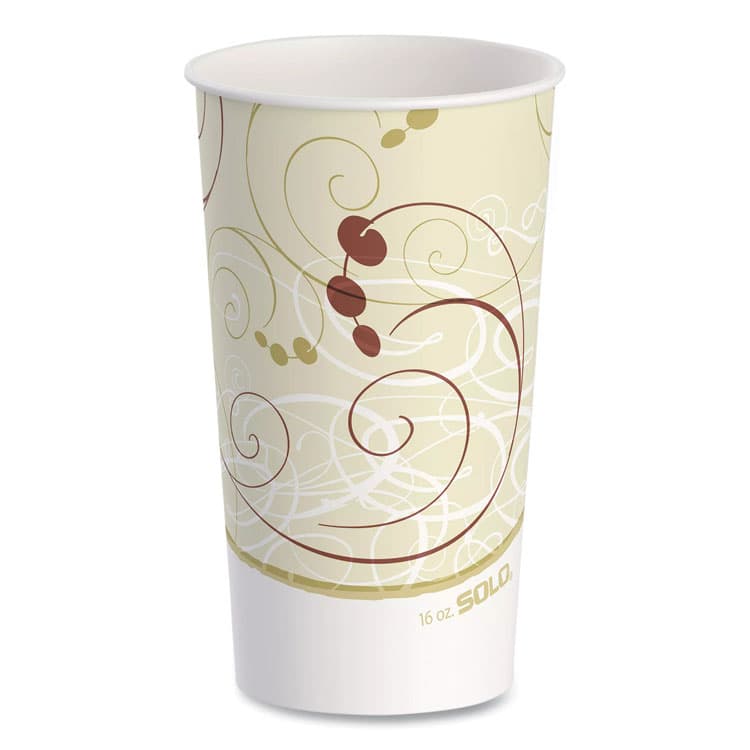 DART Double Sided Poly (DSP) Paper Cold Cups, 16 oz, Beige/White/Red, 50/Sleeve, 20 Sleeves/Carton (SCCRP16PSYM)