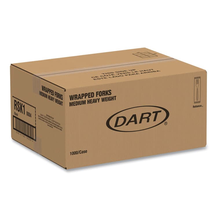 DART Reliance Mediumweight Cutlery, Fork, Plastic, Black, 1,000/Carton (SCCRSK10004) thumbnail 2