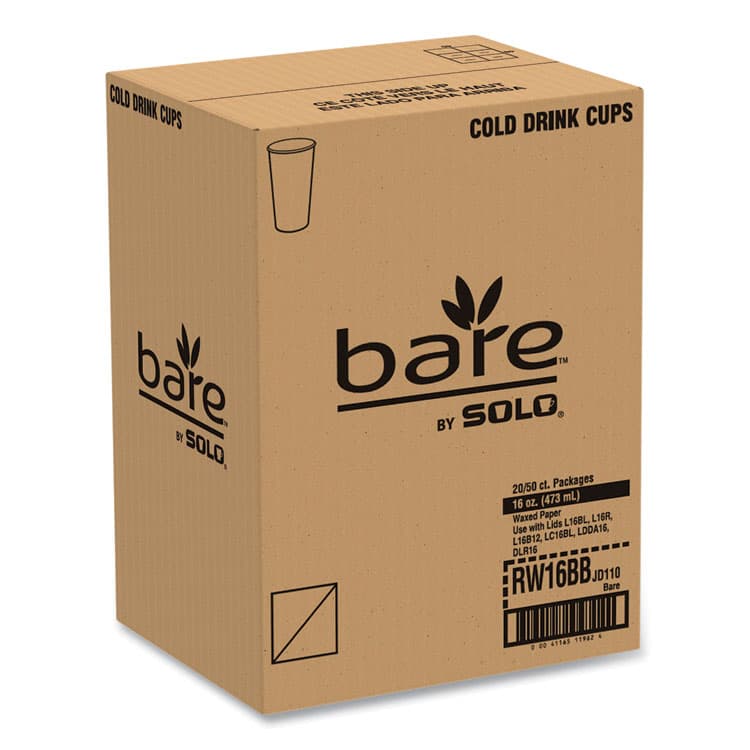 DART Bare Eco-Forward Paper Cold Cups, ProPlanet Seal, 16 oz, Green/White, 100/Sleeve, 10 Sleeves/Carton (SCCRW16BBD110CT) thumbnail 3
