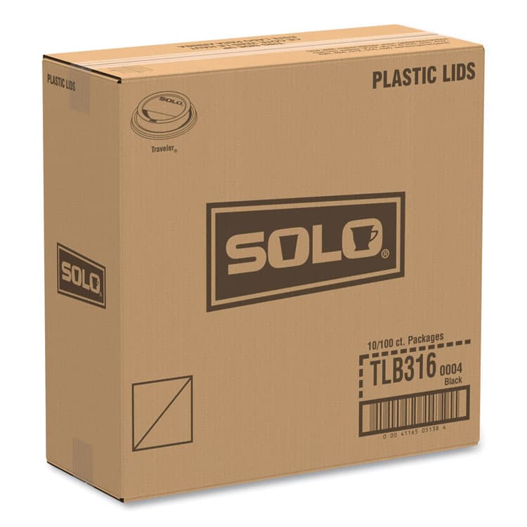 DART Traveler Cappuccino Style Dome Lid, Fits 10 oz to 24 oz Hot Cups, Plastic, Black, 100/Sleeve, 10 Sleeves/Carton (SCCTLB316) thumbnail 2