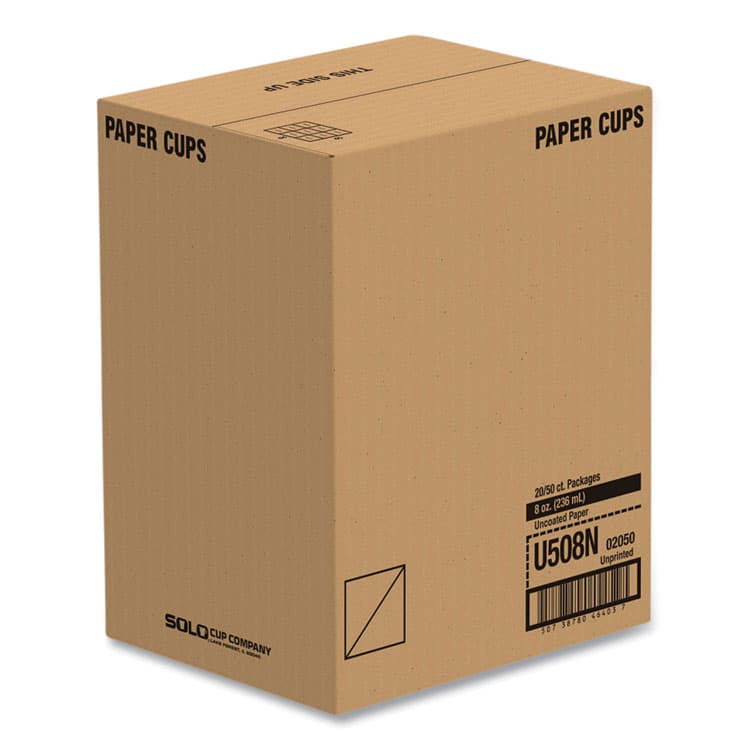 DART Uncoated Paper Cups, Hot Drink, 8 oz, White, 1,000/Carton (SCCU508NU) thumbnail 2